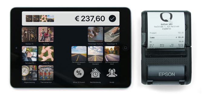 QuickBon iPad Kassensystem eines Handwerkers